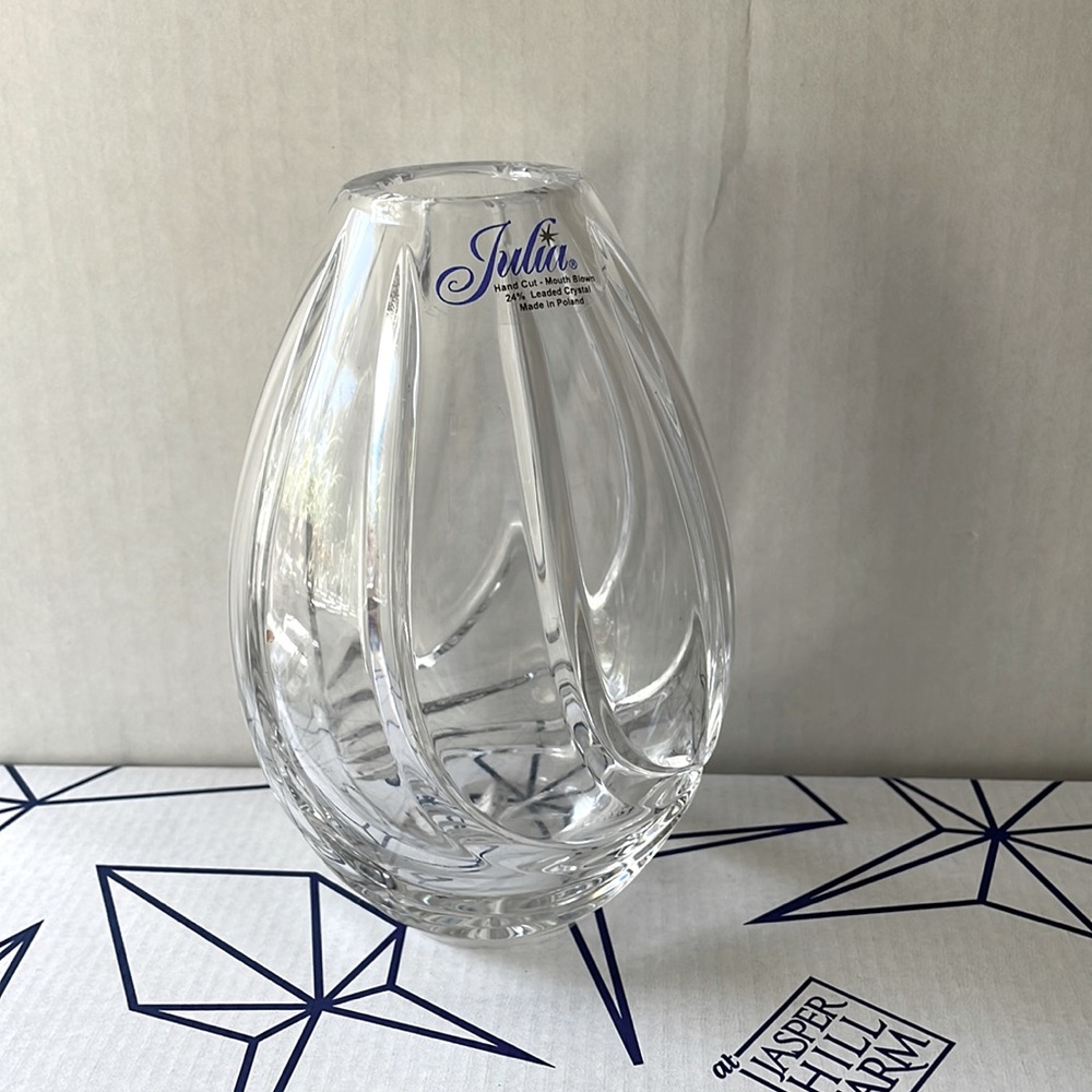 Hand cut crystal vase